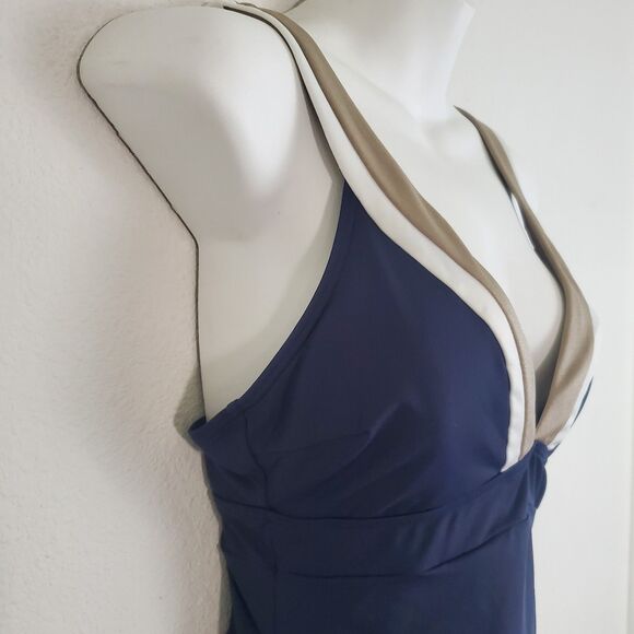 Esprit Women's Swimsuit Large Navy Blue One Piece Summer Beach Old Money Vacay - Picture 5 of 11